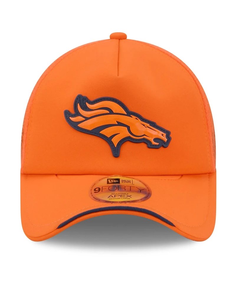 New Era Men's Orange Denver Broncos 2026 Sideline Apex 9FORTY Adjustable Trucker Hat