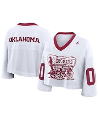 Nike Women's White Oklahoma Sooners Oversized Logo Cropped Fashion Jersey