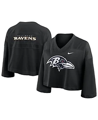Nike Women's Black Baltimore Ravens Rewind Cropped Mesh Dri-fit Fashion Jersey