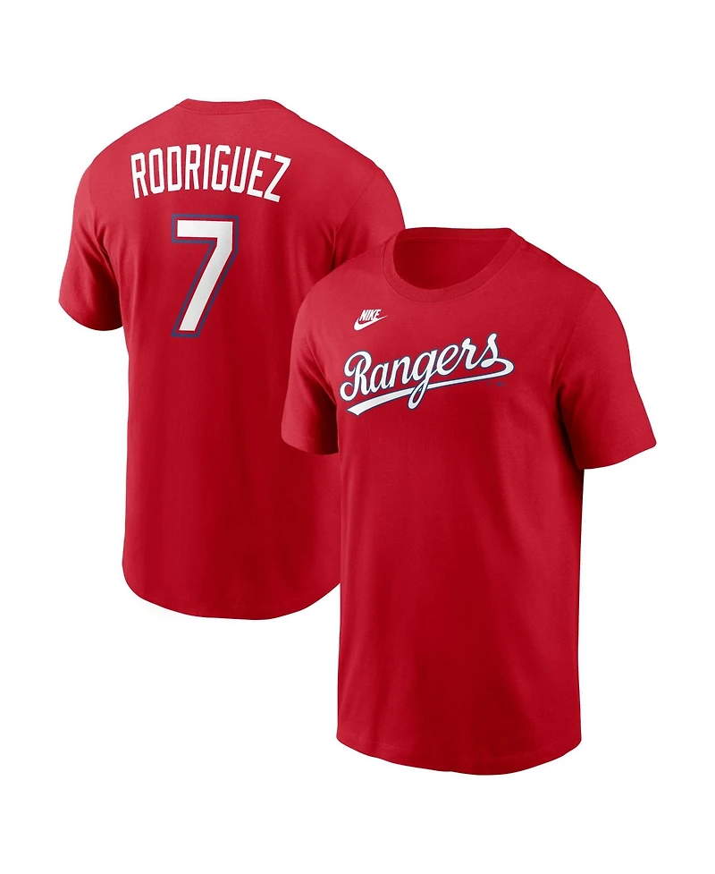 Nike Men's Ivan Rodriguez Red Texas Rangers Cooperstown Collection Name Number T-Shirt
