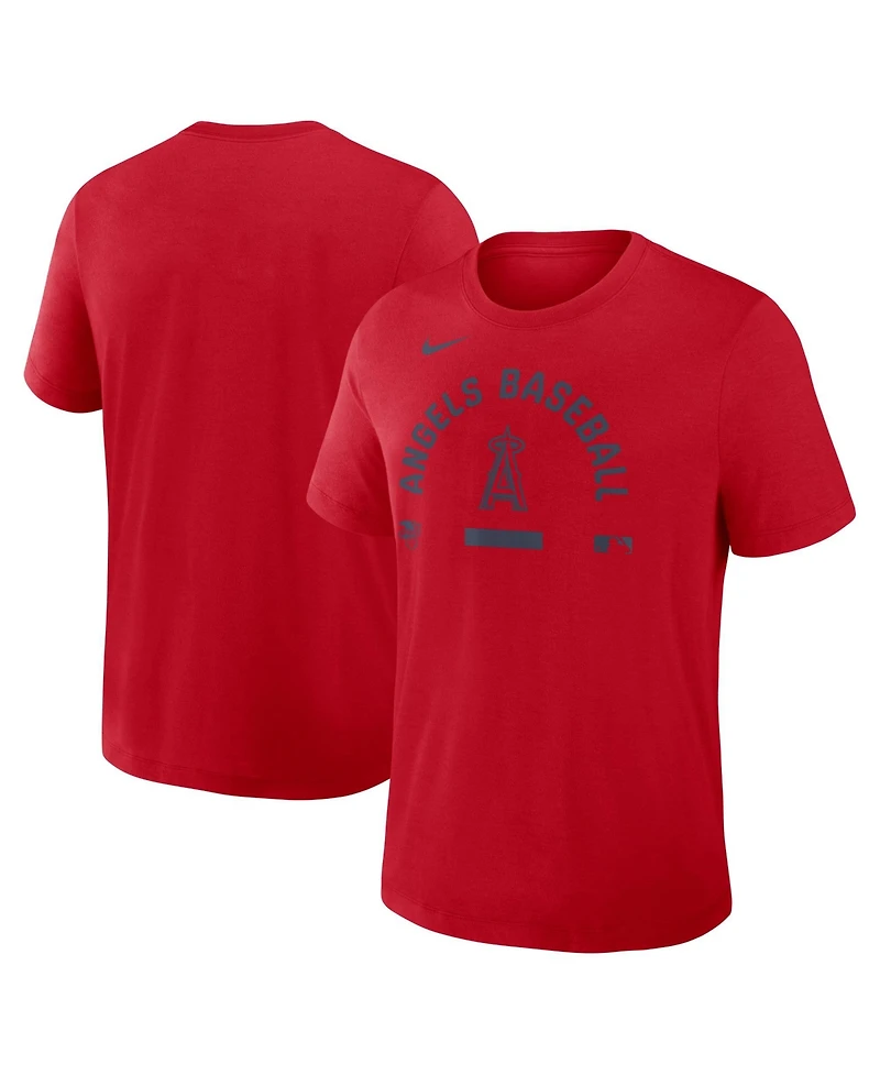 Nike Men's Red Los Angeles Angels Authentic Collection Early Work Tri-Blend Dri-fit T-Shirt