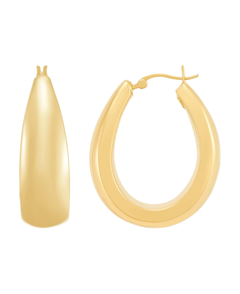 Macy's Polished Electroform Oval Hoop Earrings in 10k Yellow Gold