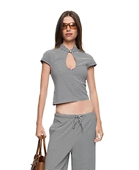 Lioness Women's Bloom Peephole Stripe Short-Sleeve Crop Top