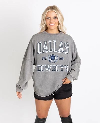 Gameday Couture Women's Gray Dallas Cowboys Oversized Final Score Snow WashLong sleeves T-Shirt
