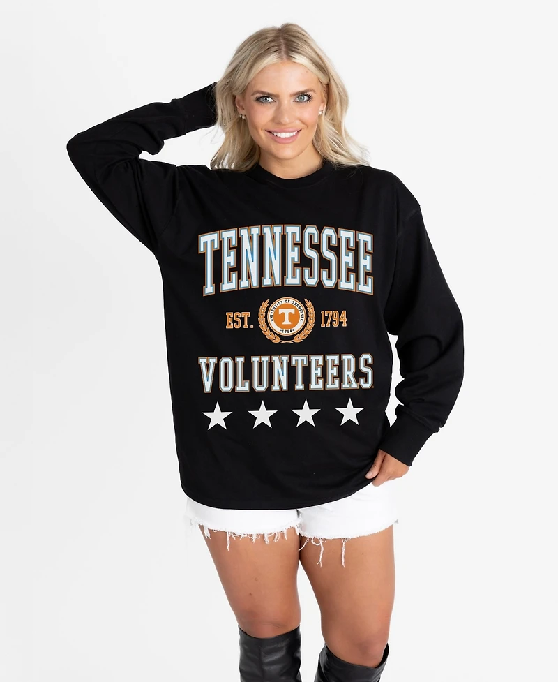 Gameday Couture Women's Black Tennessee Volunteers Oversized Everyday StarLong sleeves T-Shirt
