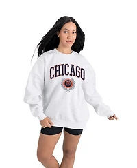 Gameday Couture Women's Ash Chicago Bears Traditional Logo Oversized Premium Fleece Pullover Sweatshirt