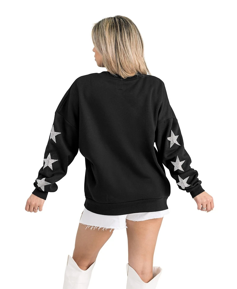 Gameday Couture Women's Black Buffalo Bills Velocity Relaxed Rhinestone Pullover Sweatshirt