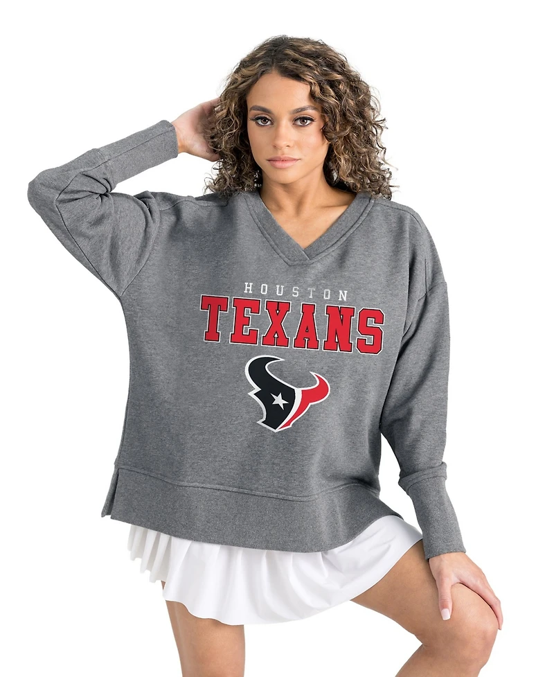 Gameday Couture Women's Gray Houston Texans French Terry V-Neck Pullover Sweatshirt