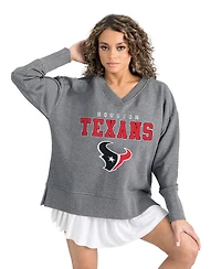 Gameday Couture Women's Gray Houston Texans French Terry V-Neck Pullover Sweatshirt