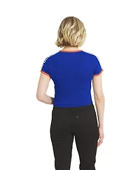 Wear by Erin Andrews Women's Royal Denver Broncos Cropped Throwback Ringer Baby T-Shirt