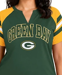 Starter Women's Green Bay Packers Plus Game On Notch Neck Raglan T-Shirt