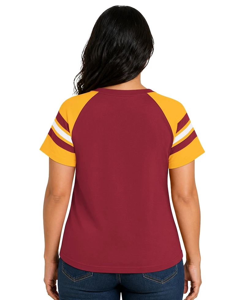 Starter Women's Burgundy Washington Commanders Plus Game On Notch Neck Raglan T-Shirt