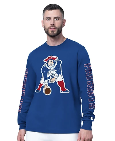 Starter Men's Royal New England Patriots Clutch Hit Ii Logo Long-Sleeve T-Shirt