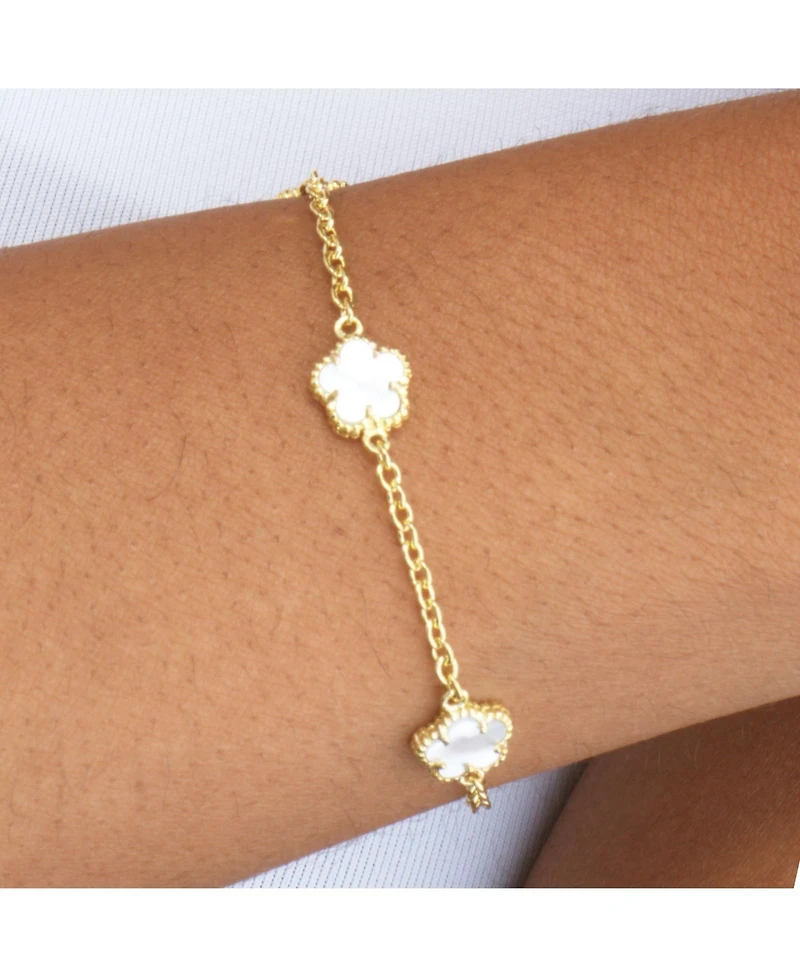 The Lovery Mother of Pearl Spring Flower Bracelet 14K Gold-Plated Sterling Silver