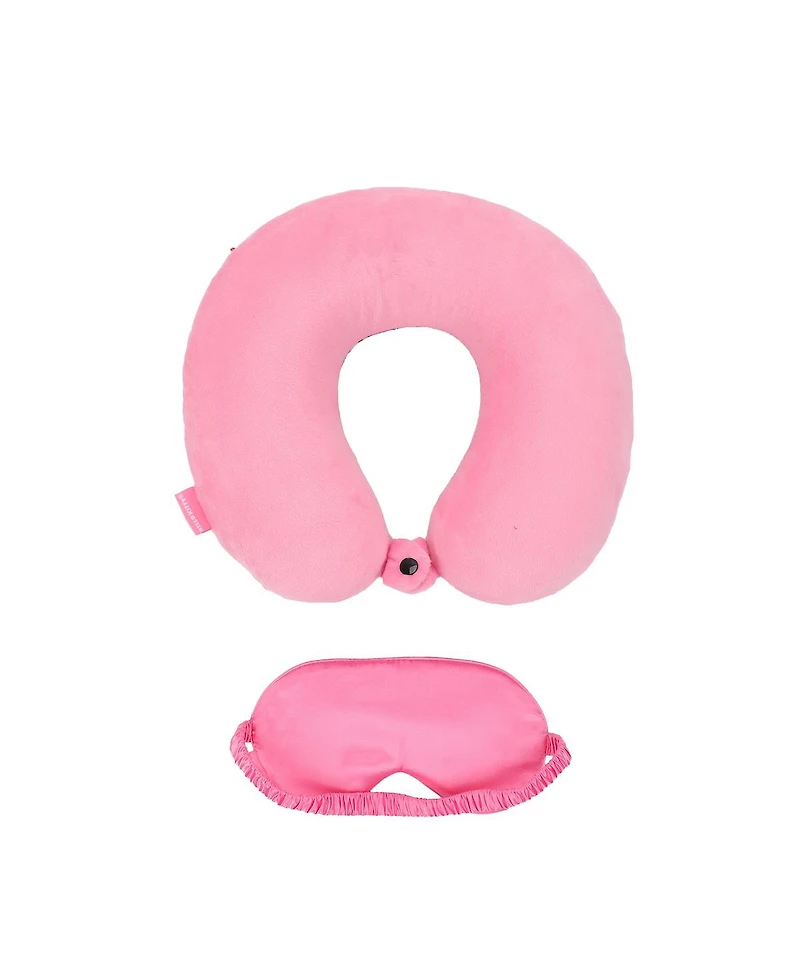 Hello Kitty Adult Travel Set with Neck Pillow Eye Mask and Throw Blanket - Adorable Comfort for Hello Kitty Fans on the Go!