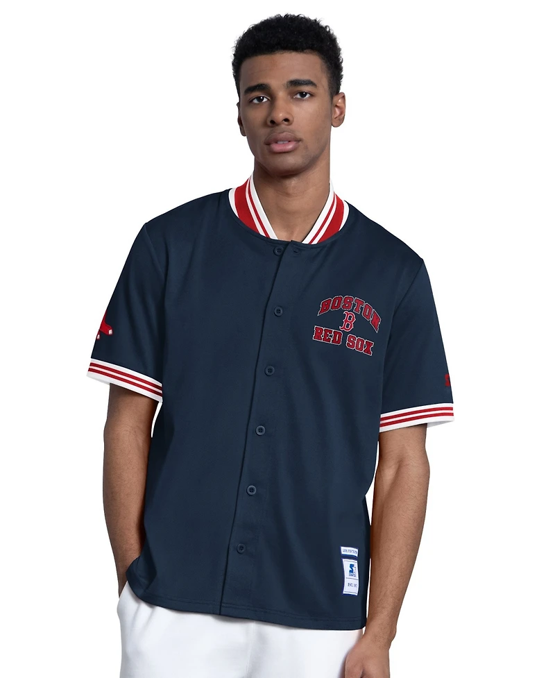 Starter Men's Navy Boston Red Sox Button-Up Short sleeves Jacket