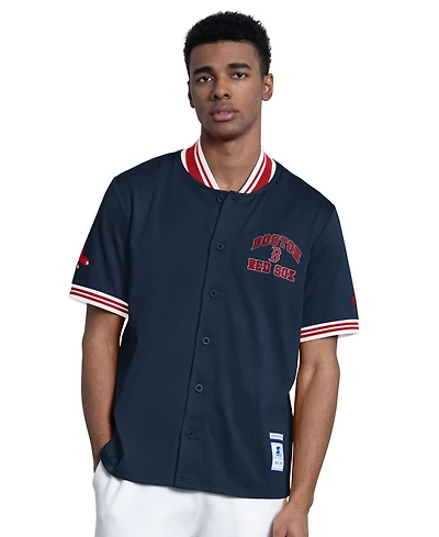 Starter Men's Navy Boston Red Sox Button-Up Short sleeves Jacket
