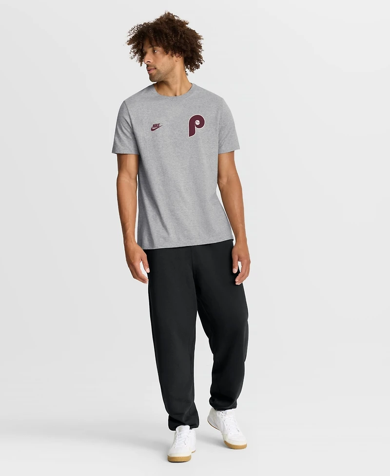 Nike Men's Heather Gray Philadelphia Phillies Cooperstown 2-Hit T-Shirt