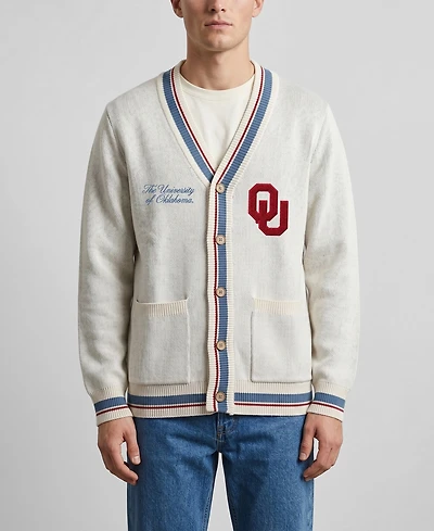 Uscape Apparel Men's and Women's Natural Oklahoma Sooners Americana Striped Full-Button Cardigan