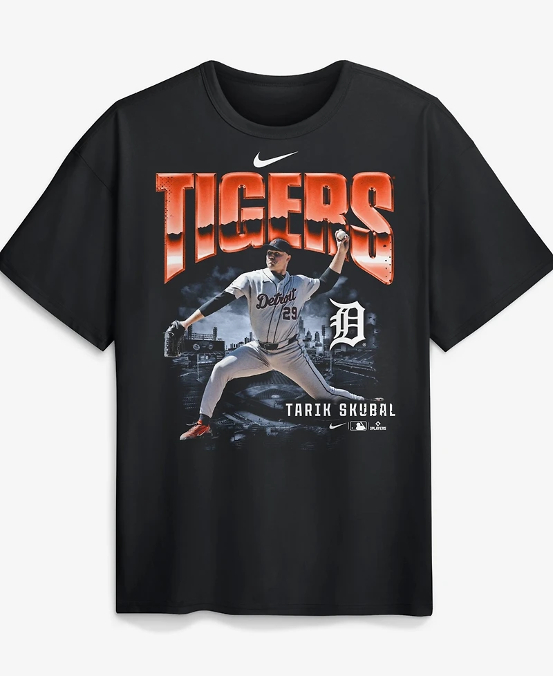 Nike Men's Tarik Skubal Black Detroit Tigers Enlarged Player Graphic Max90 Heavyweight T-Shirt