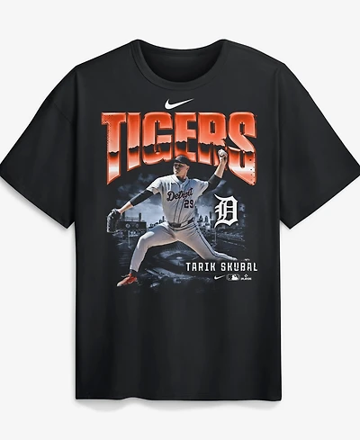 Nike Men's Tarik Skubal Black Detroit Tigers Enlarged Player Graphic Max90 Heavyweight T-Shirt