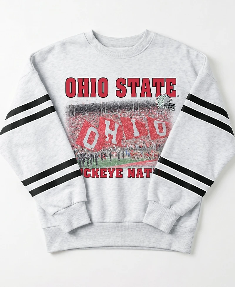 Gameday Couture Women's Ash Ohio State Buckeyes Off the Grid Oversized Fleece Sweatshirt
