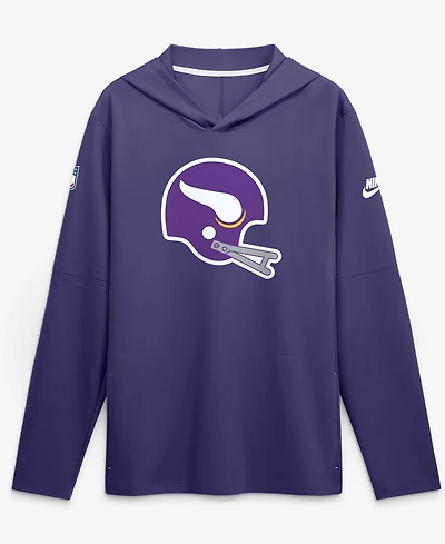 Nike Men's Purple Minnesota Vikings Sideline Alternate LightweightLong sleeves Hooded Dri-fit T-Shirt