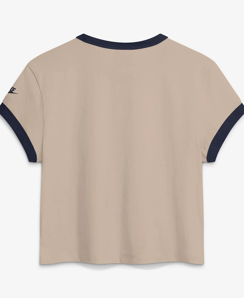 Nike Women's Cream New York Giants Rewind Ringer Mod Cropped T-Shirt