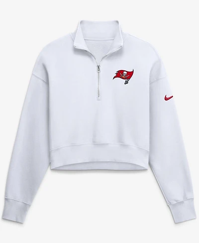 Nike Women's White Tampa Bay Buccaneers Oversized Phoenix Fleece Cropped Quarter-Zip Sweatshirt