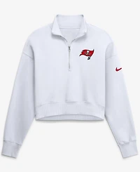 Nike Women's White Tampa Bay Buccaneers Oversized Phoenix Fleece Cropped Quarter-Zip Sweatshirt