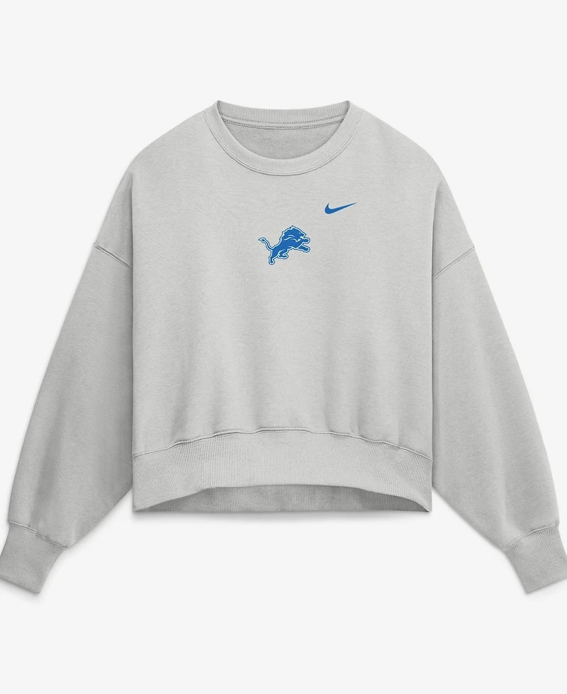Nike Women's Gray Detroit Lions Oversized Primetime Phoenix Fleece Sweatshirt