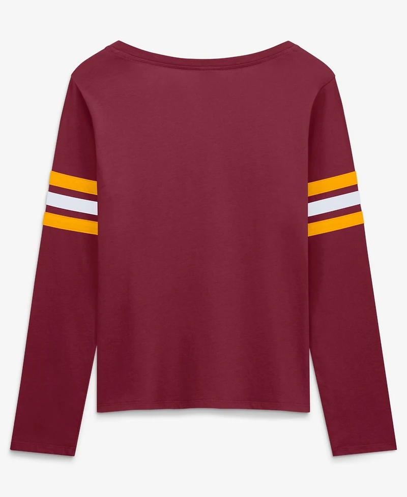 Fanatics Women's Burgundy Washington Commanders Team First Coverage Scheme Lace-UpLong sleeves T-Shirt