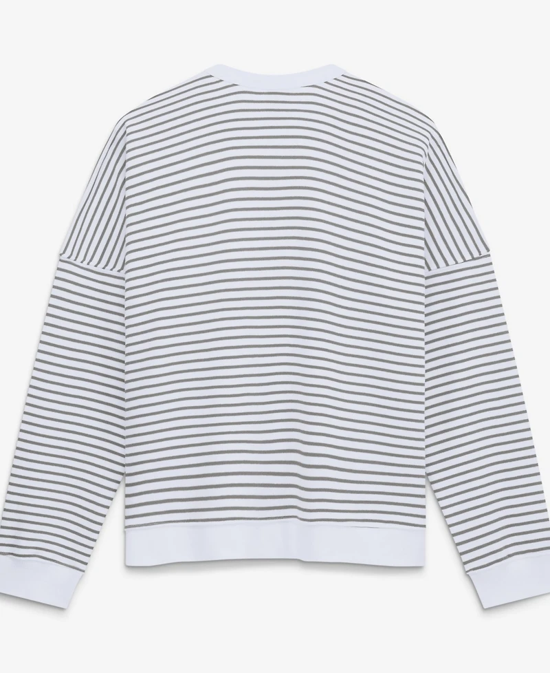 Fanatics Women's White/Gray Detroit Lions Striped Oversized French Terry Sweatshirt