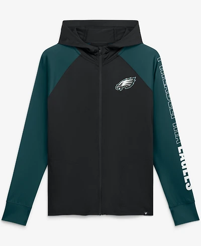 Fanatics Women's Black/Midnight Green Philadelphia Eagles Cornerback Blitz Raglan Full-Zip Hoodie