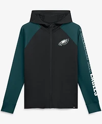Fanatics Women's Black/Midnight Green Philadelphia Eagles Cornerback Blitz Raglan Full-Zip Hoodie
