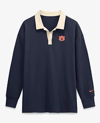 Nike Women's Navy Auburn Tigers Oversized Essential Dri-FITLong sleeves V-Neck Polo Shirt
