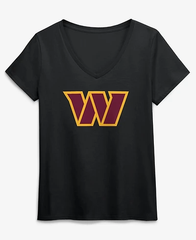 Logo Athletic Women's Black Washington Commanders Primary V-Neck T-Shirt