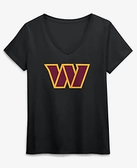 Logo Athletic Women's Black Washington Commanders Primary V-Neck T-Shirt