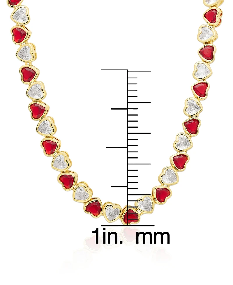 Macy's Simulated Ruby and Cubic Zirconia Bezel Heart 18'' Necklace