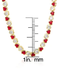 Macy's Simulated Ruby and Cubic Zirconia Bezel Heart 18'' Necklace