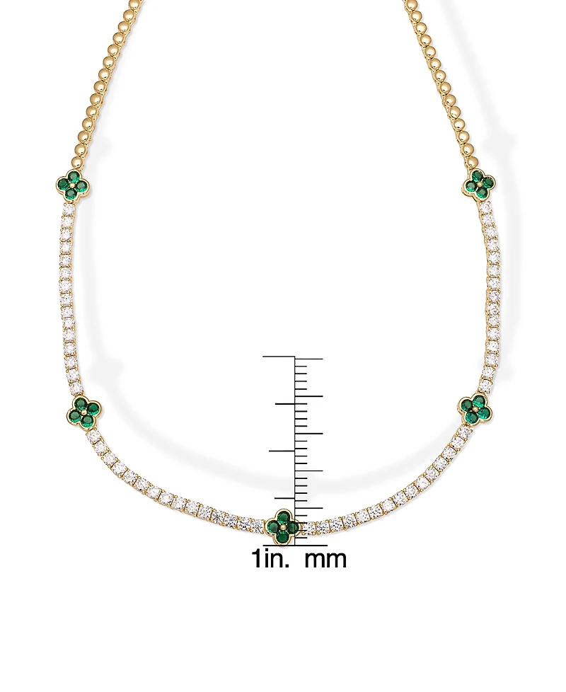 Macy's Simulated Emerald and Cubic Zirconia Clover and 18'' Necklace