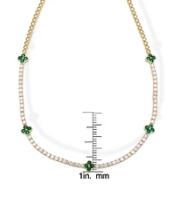 Macy's Simulated Emerald and Cubic Zirconia Clover and 18'' Necklace