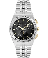 Ferragamo Men's Silver Stainless Steel Chronograph Bracelet Watch 42mm