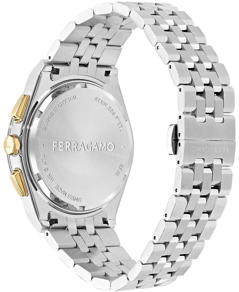 Ferragamo Men's Silver Stainless Steel Chronograph Bracelet Watch 42mm
