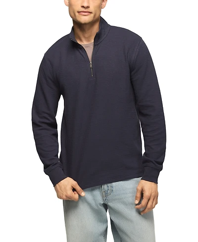 Lucky Brand Men's Mock Neck Quarter-Zip Textured Pullover Sweater
