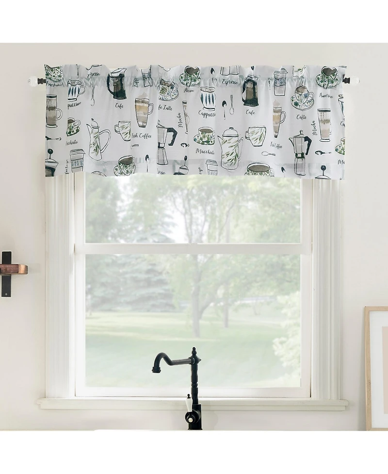 No. 918 Java Joy Cotton Blend Semi-Sheer Rod Pocket Kitchen Curtain Valance