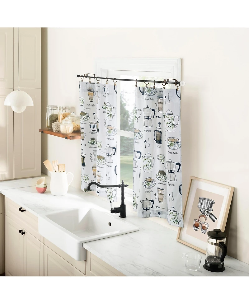 No. 918 Java Joy Cotton Blend Semi-Sheer Rod Pocket Kitchen Curtain Tier Pair