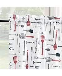 No. 918 Whisked Away Cotton Blend Semi-Sheer Rod Pocket Kitchen Curtain Tier Pair