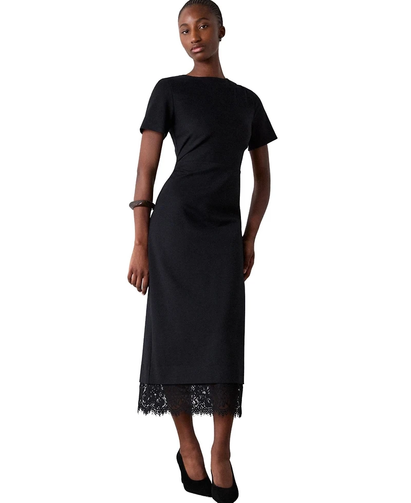 Whistles Women's Ponte Detachable Lace Dress