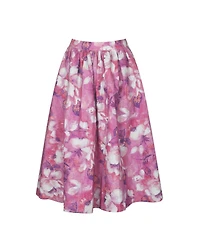 Miss Circle Women's Xalina Blooming Linen Low-Rise Midi Skirt